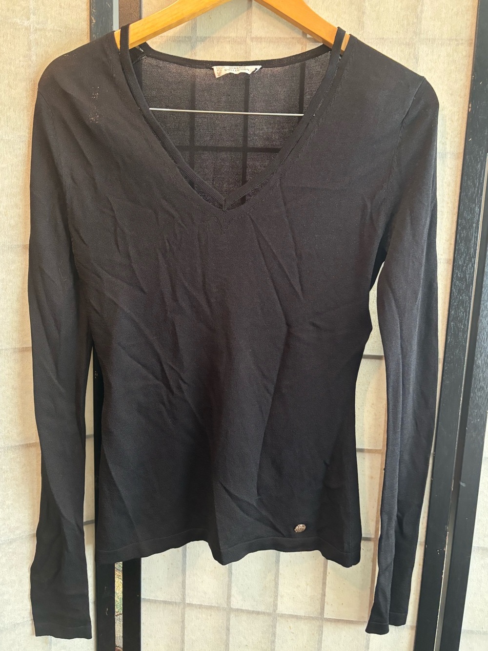 VERSACE Vintage 2000s Fine-Knit V-Neck Strappy Top